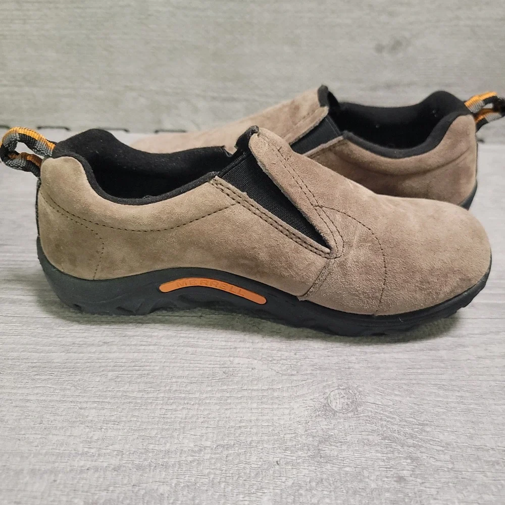 Merrell Jungle Moc Kids Shoes Size 3.5M Taupe Suede Leather Slip On Hiking